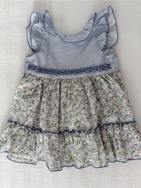 Miranda - Girls' Light Blue Floral Ruffle Casual Dress